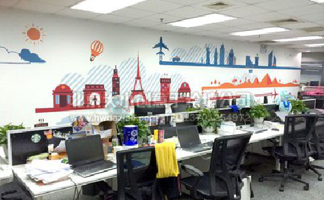 福鼎教你设计办公室墙绘的方法。